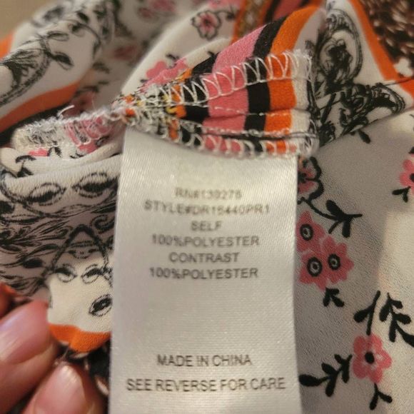 DR2 Daniel Rainn Women's Black White Pink Floral Peasant Boho Blouse Size L - Picture 5 of 5